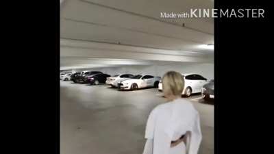 Guy sexually harasses random women in a parking garage and pepper-sprays one he provoked.