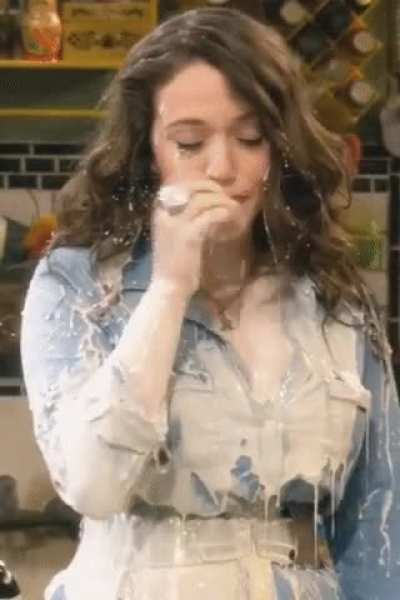 Kat Dennings sprayed by milk…