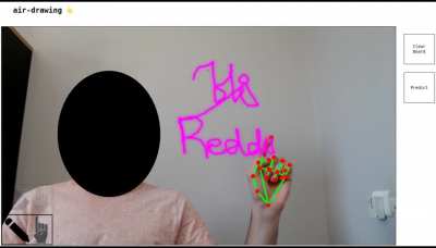 [P] Using Deep Learning to draw and write with your hand and webcam 👆. The model tries to predict whether you want to have 'pencil up' or 'pencil down' (see at the end of the video). You can try it online (link in comments)