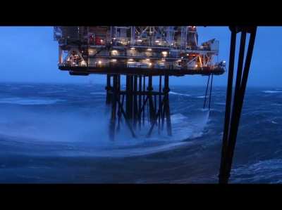Oil rig in a storm - been told you guys might appreciate this video I shot at work