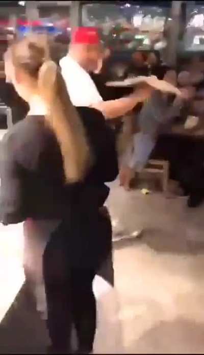 The dough is dancing around his body.