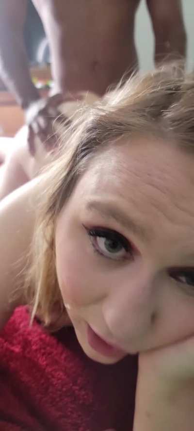 Hard to focus on hubbys cock when I’m getting split open by a giant BBC