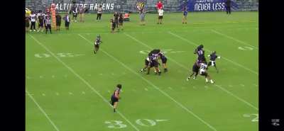 [Highlight] Lamar Jackson completes a deep ball to Rashod Bateman in tight coverage during scrimmage