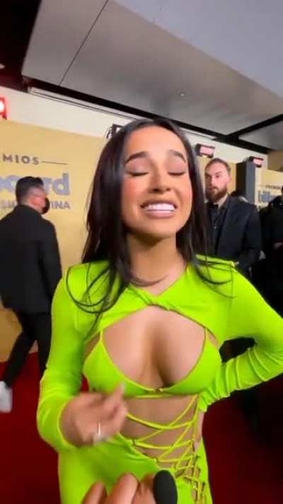 Becky during the red carpet at the Latin Billboards talking about her song MAMIII