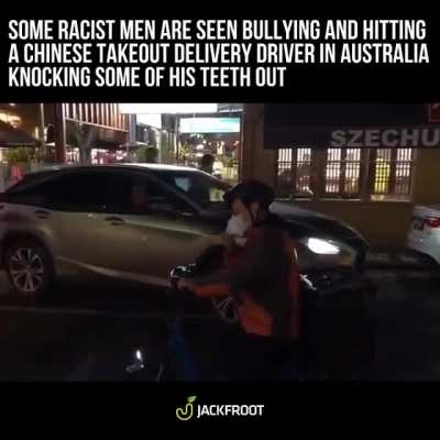 Asian delivery driver teeth knocked out