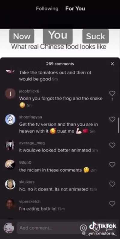 Cringe comments about Chinese food