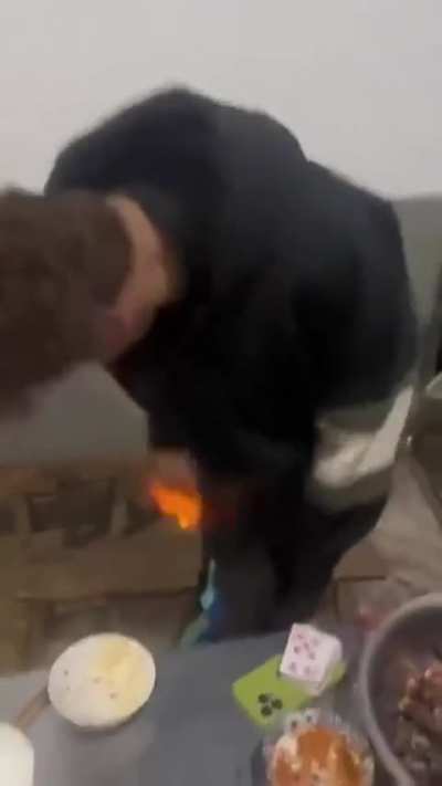 Do not set your pants on fire to burn the alcohol you spilled on them