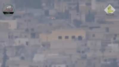 The truck moves at the last moment to evade the rocket.
