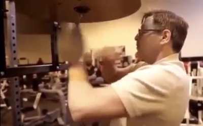 Boxing coach shows his skills with a speed bag (sorry if repost)