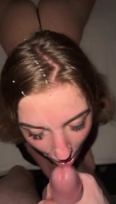 Do you like it when a sexy blonde gets a face full of cum?