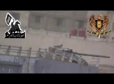 FSA anti-tank team hunts a Syrian Army T-72 using an M-79 Osa - Damascus - 12/23/2013