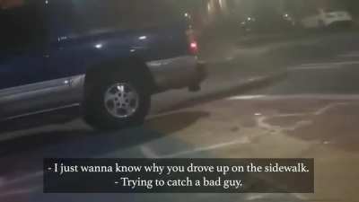 Seattle cop driving an unmarked car on the sidewalk and calling protesters cockroaches