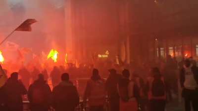 French Protester invading Blackrock HQ in Paris