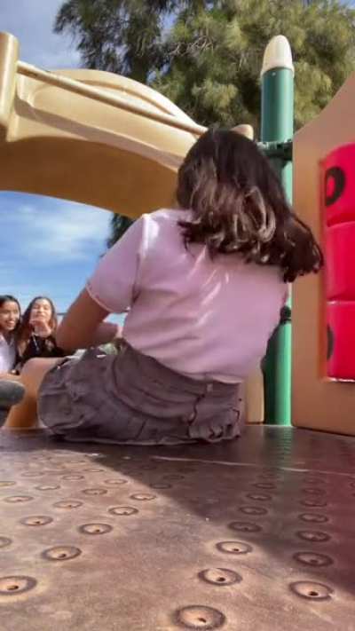 Girl gets slide surprise
