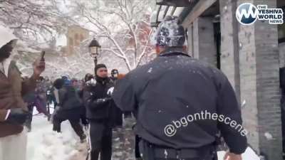Snowball fight with NYPD today