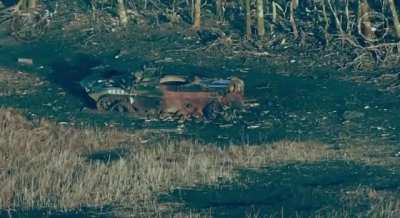 Ukrainian military personnel from the 47th separate mechanized brigade eliminate a Russian soldier in the Avdiivka direction