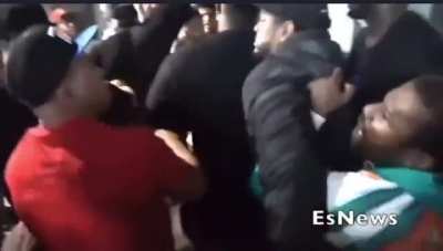 Jake Paul and Floyd Mayweather start fighting after Jake steals his hat