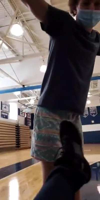 My friend folding me in Gym.