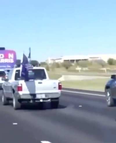 Trying to run the Biden bus off the Highway in Texas