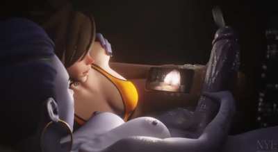 Widowmaker and Tracer watch together [overwatch] (Nyl)