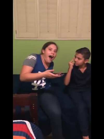 The kid’s reaction though
