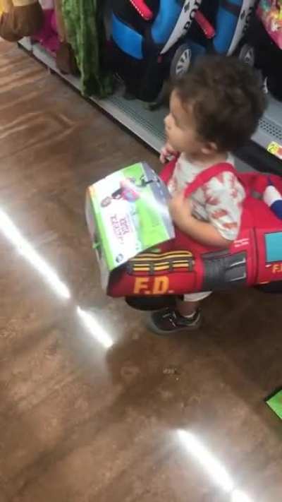 Young firefighter scared by evil clown