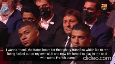 For anyone who hasn't watched Messi's speech after winning his seventh Ballon d'Or: