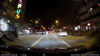 Cut off an unmarked cruiser whilst making an illegal U-turn [Canada]