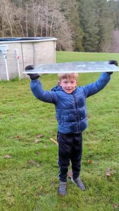 Kid breaks ice with head!