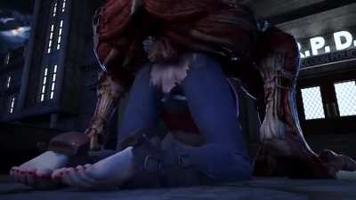 Claire Redfield - Anal Fucked And Choked By A Licker (CreepyMotions)