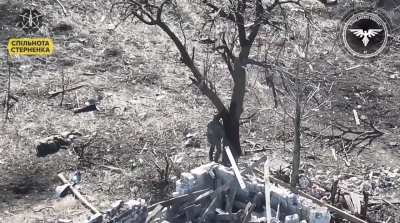 Russian soldier detonates a failed fpv drone, 47th Mech Brigade, full version of yesterday video