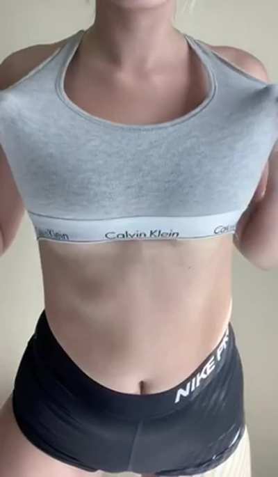 POV: you're about to cum all over my tits and workout clothes 💦 [oc]
