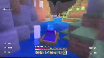Creeper take a boat.