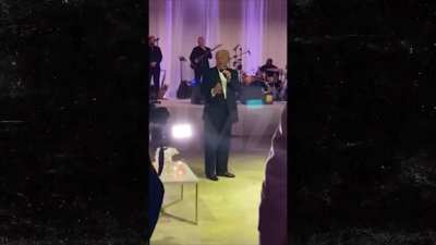 Trump crashes a wedding and whines on stage