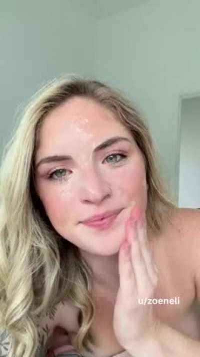 I love playing with cum, the best skin care there is