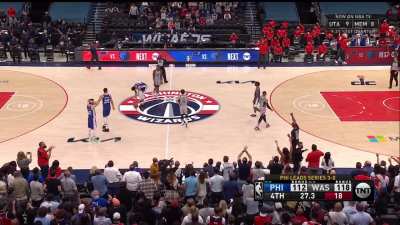 [Highlight] Westbrook gets trapped by three Sixers and nearly gets the ball stolen from him but gets bailed out by the foul call