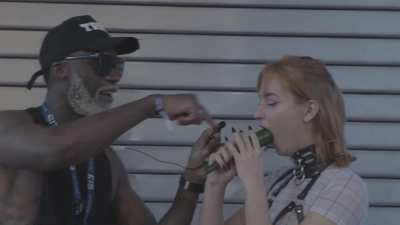 Dolly Dyson showcasing her serious deepthroat skills
