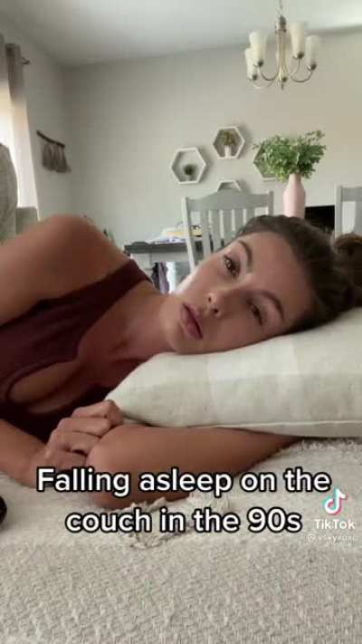 Falling asleep on the couch in the 90s