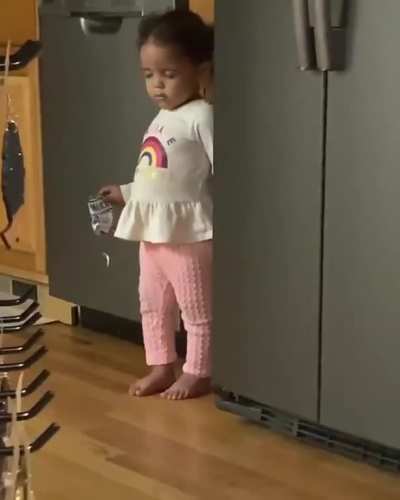 Pretending to be asleep when she got caught stealing snacks