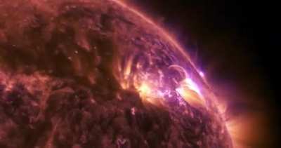 An active region on the sun’s right side released a mid-level solar flare captured on April, 2016.