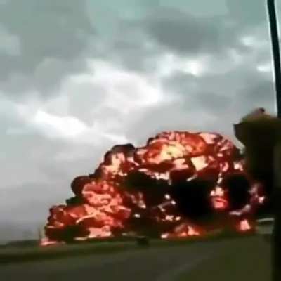 close-up footage of the plane crash