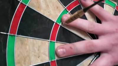 putting your hand on a dart board