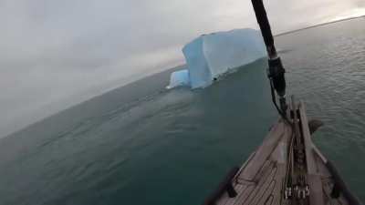 Massive iceberg rolls over ice climbers