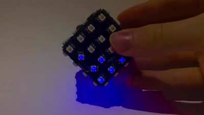 I designed and made a RGB cube with 96 LEDs and an accelerometer (details in comments)