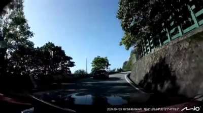 April 3, 2024 - Taiwan earthquake - Multiple boulders come crashing down in a landslide