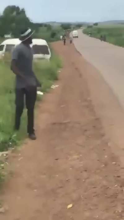Driver Deserts a van full of passengers without applying the parking brake. Harare, Zimbabwe
