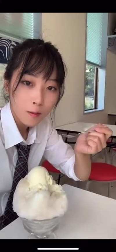 Girl eating shaved ice