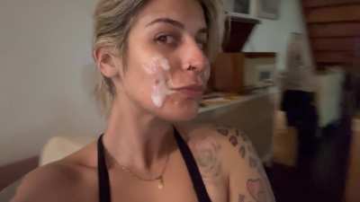 Cum and tongue
