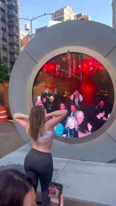 Maybe you'd expect this behavior with a live video feed from NYC to Dublin, but the viewers and bystanders did not