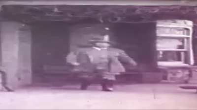 Wide Theodore Roosevelt walking but he's allways in frame